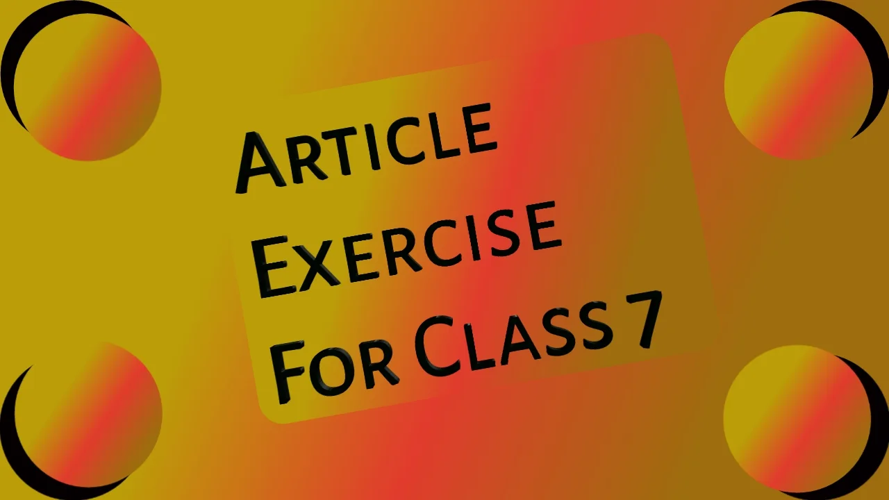Article Exercise For Class 7 A An The With Answers